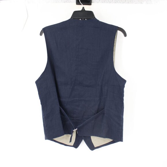 Joseph abboud vest men's small waistcoat five button navy blue gilet linen blend - Picture 4 of 12